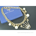 Rhinestone Crown Pearl Choker Gold Chain Necklace For Women